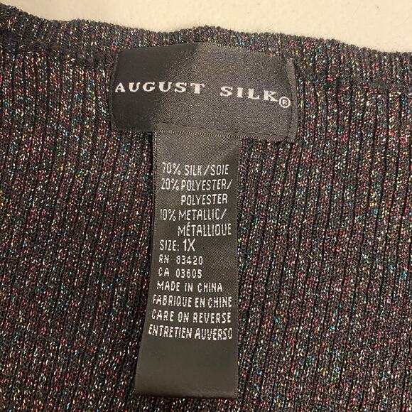 August Silk Knits Womens Cream Silk Knit V-Neck Pullover T-Shirt Size 1X - Picture 3 of 8